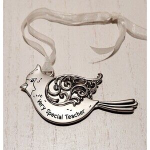 Very Special Teacher Silvertone Bird Ornament Metal 2.25 W X 1.75 H In.